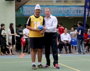 Photo 3 & 4:<br>
Club CEO Winfried Engelbrecht-Bresges (right on photo 3) and Secretary for Home Affairs Tsang Tak-sing (right on photo 4) present HKJC mini-footballs to the school team students.